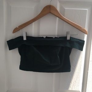 Green off shoulder crop top small